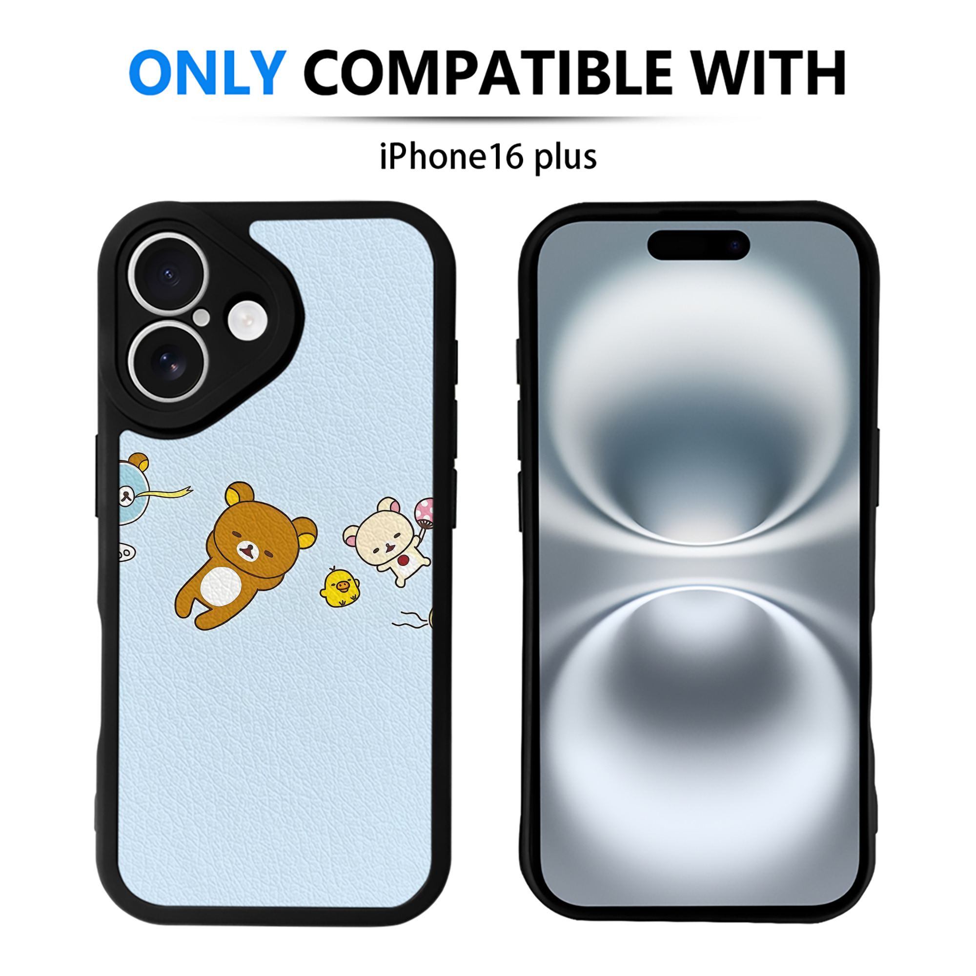 （画像用） リラックマ リラックマ キイロイトリ Rilakkuma Korilakkuma Kiiroitori 【iPhone 16シリーズ対応】シリコンスマホケース（レザー調） 材質：シリコン